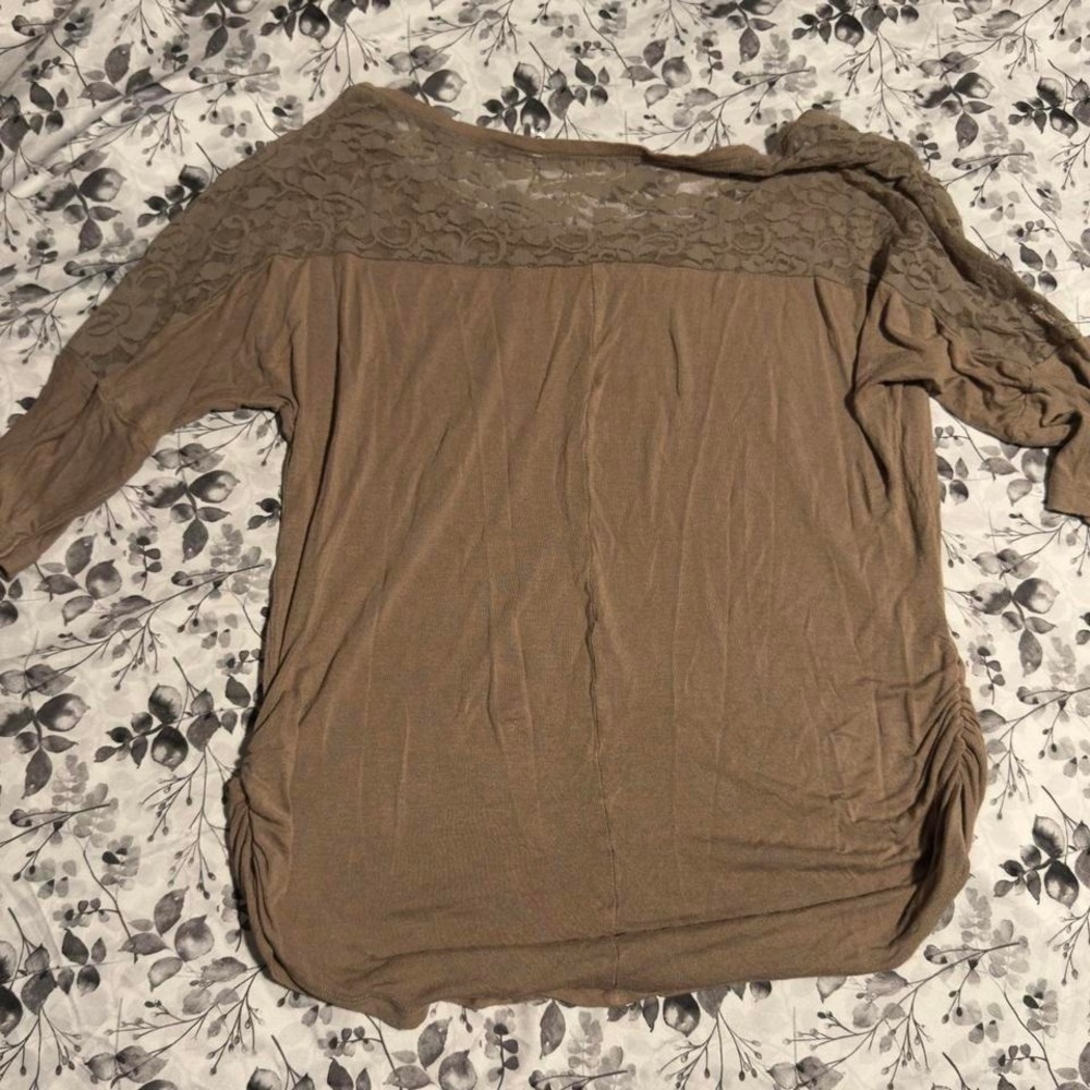 Brown Lace Slouchy Boho Long Sleeve Boho Top size Large - Picture 4 of 5